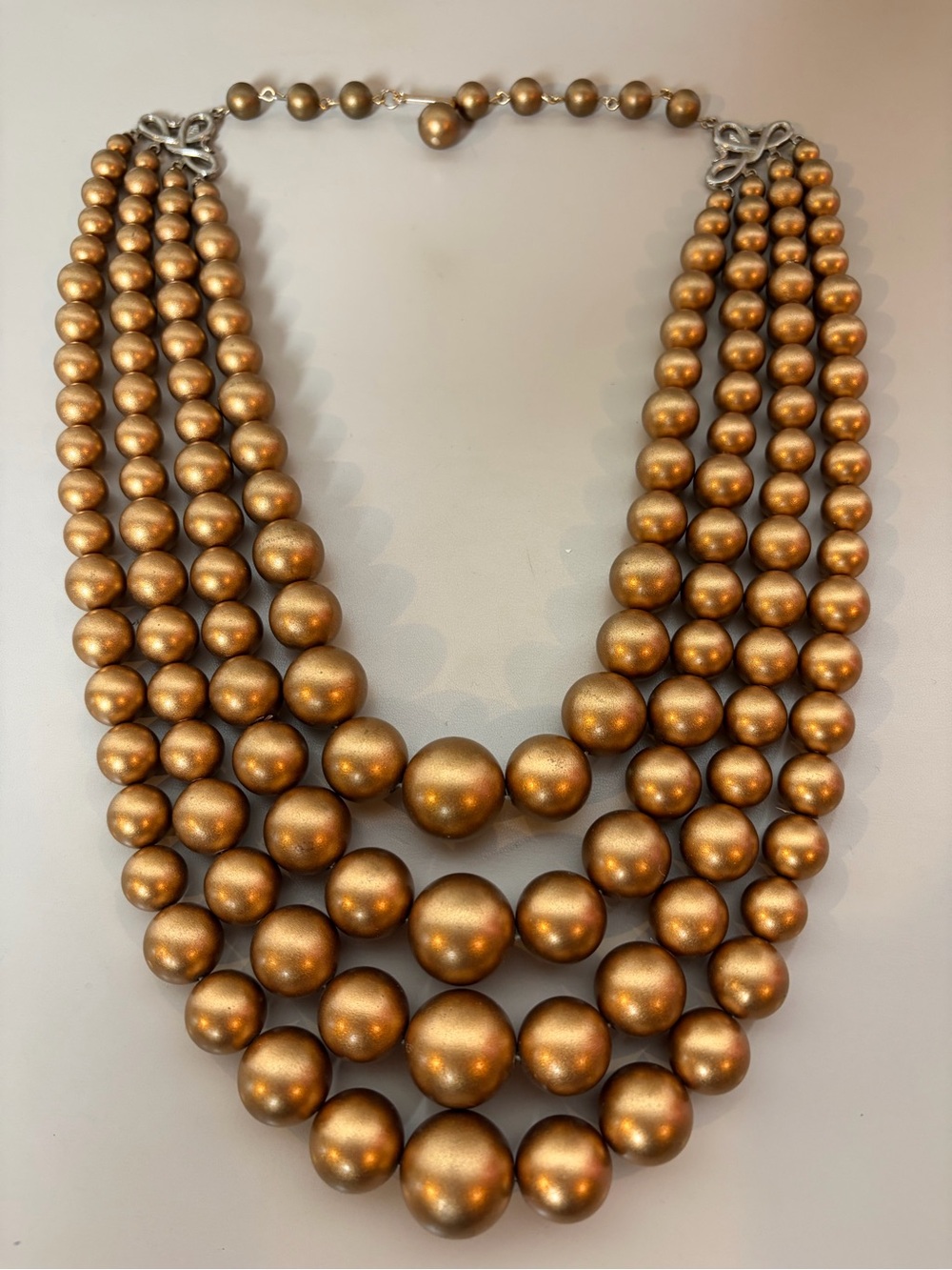 Vintage Laguna 5-Strand Gold-Tone Statement Necklace 1950s-1960s Midcentury